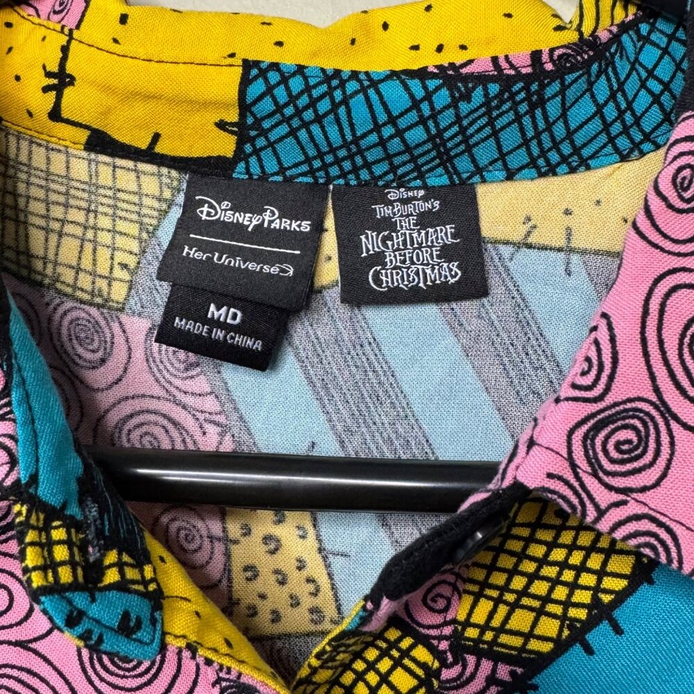 DISNEY PARKS HER UNIVERSE Sally Tie Front Crop Top Womens M Medium Shirt Buttons - Picture 7 of 8